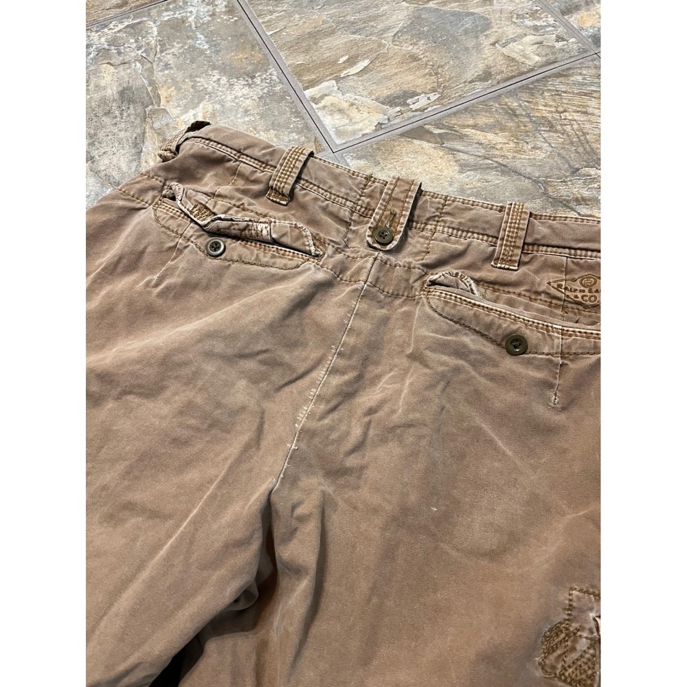 Polo Ralph Lauren Cargo Shorts Mens 34 Brown VTG Baggy Distressed Y2K - Picture 5 of 8